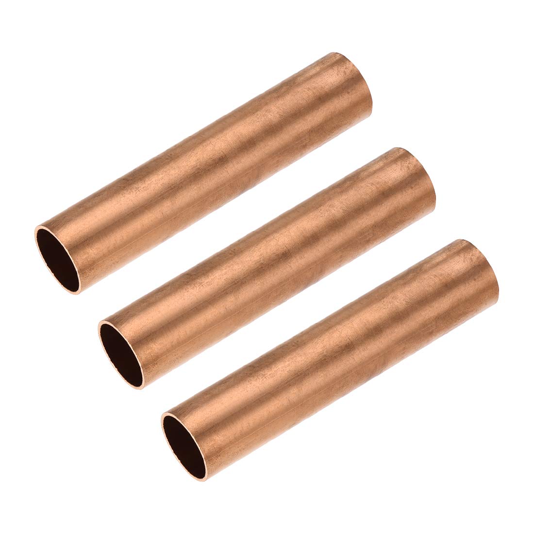 sourcing map Copper Round Tube, 21mm OD 1mm Wall Thickness 100mm Length Straight Pipe Tubing 3 Pcs