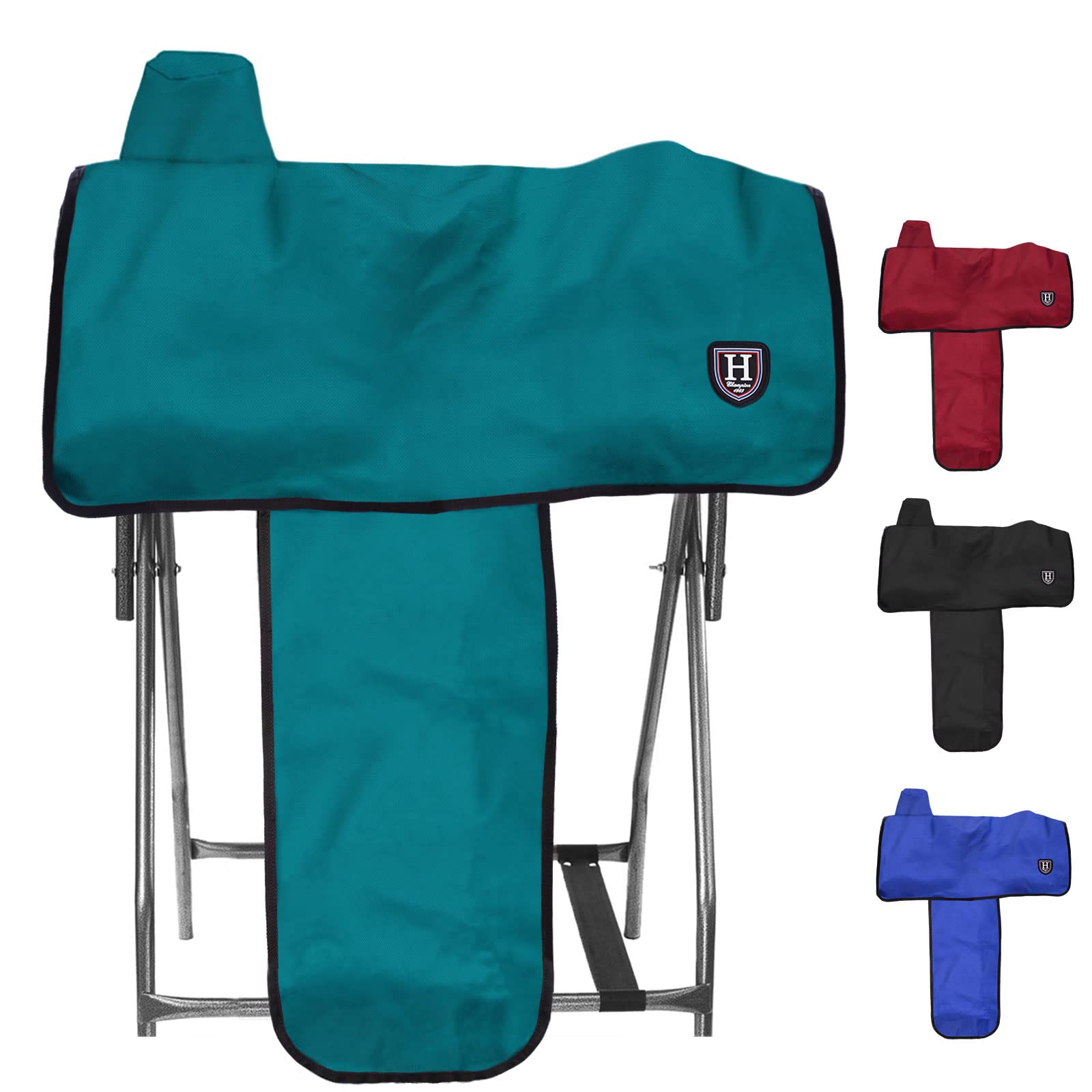 Harrison Howard 600 Denier Splash-Resistant Protective Saddle Cover Protection from Scratches, Direct Sunlight, and Dust/Debris Keeps Saddle in Pristine Condition-Teal