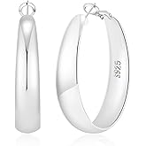 MOYUXI 5-8mm Tapered Design Thick Large Hoop Earrings for Women Trendy Hypoallergenic 925 Sterling Silver Post 14K Gold Hoop Earrings Non Tarnish Lightweight Big Chunky Gold Hoops 30/40/50/60MM