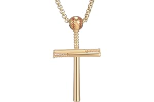 SKQIR Cross Necklace Men Sports Stainless Steel Baseball Cross Necklaces Boys Gift