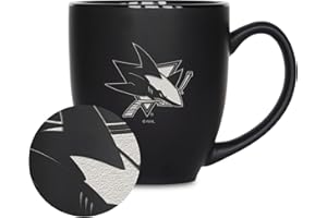 Rico Industries NHL Hockey 15oz Matte Black Ceramic Bistro Mug