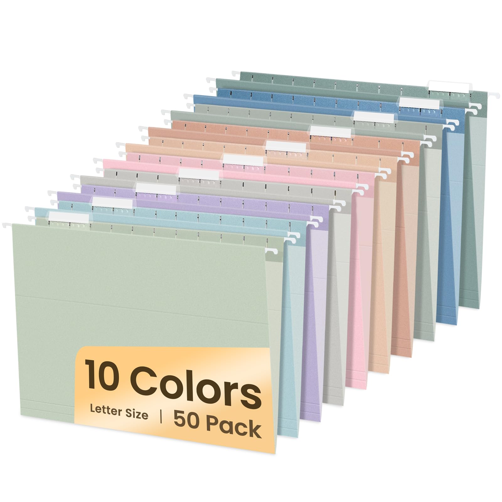 Photo 1 of SUNEE Hanging File Folders, 50 Pack Letter Size Hanging File Folders with 1/5-cut Tabs, Stay Organized for Your Home and Office Bulk File, Documents and Paper, 10 Pastel Colors