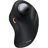 ProtoArc Wireless Bluetooth Trackball Mouse, EM03 NL Ergonomic Rollerball Mouse Rechargeable Computer Mice, 3 Device Connection, Compatible with PC, iPad, Mac, Windows-Gray Ball