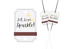 MGWOTH 100PCS Kraft Wedding Send-Off Tags with Built-in Match Striker, Rustic ‘Let Love Sparkle’ Decor White Paper Sleeves for Ceremony Grand Exit, Anniversary, Parties, Graduation Favors, Engagement Event