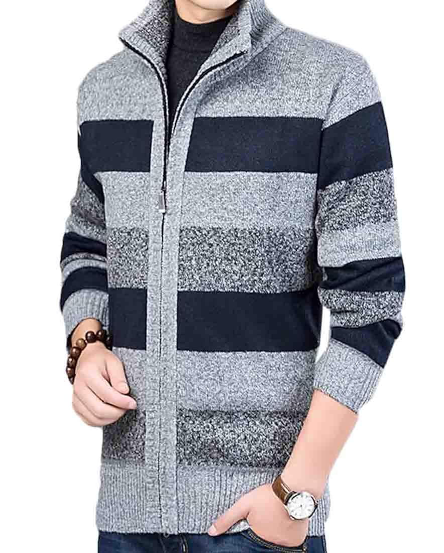 colorblock slim zip sweater