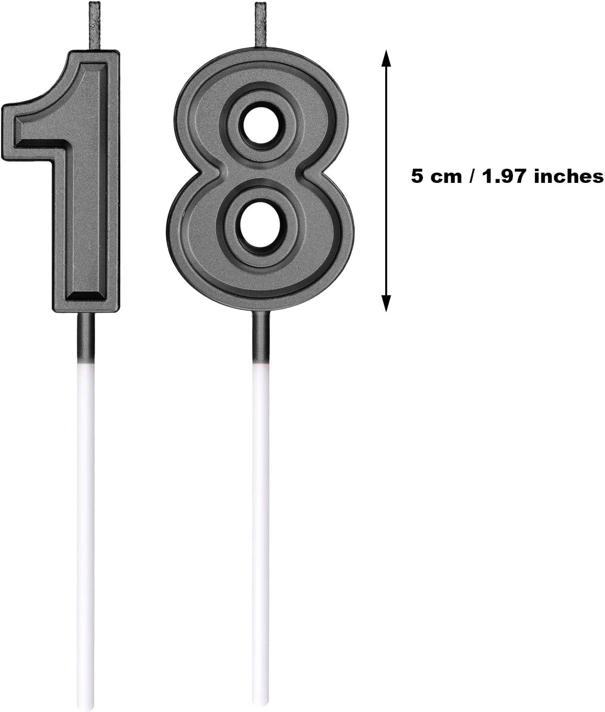 BBTO 18th Birthday Candles Cake Number Candles Happy Birthday Cake Topper Decorations for Birthday Wedding Anniversary Celebration Supplies (Black),5 centimeters - Image 3