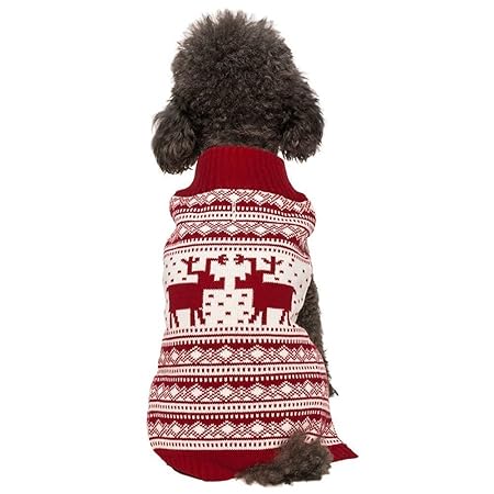 SEnjoyy Vintage Festliche rote Weihnachtsren-Feiertags-Festliche HundeSweater, Satz von 1 Kleidung für Hunde