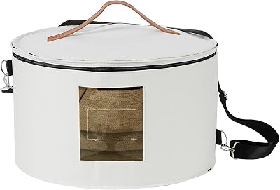 Yugada Round Hat Storage Box 18in White Felt Foldable Travel Organizer Bin