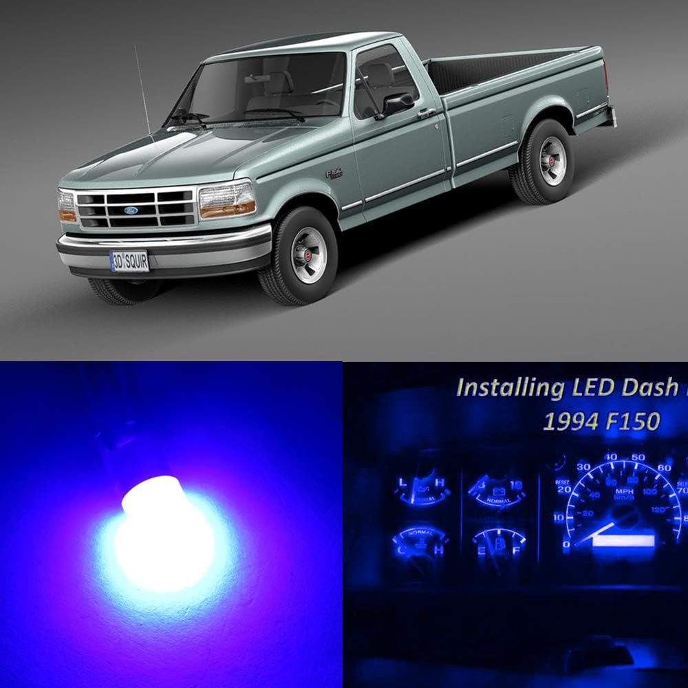 WLJH Super Blue Instrument Cluster Panel Gauge Tachometer Speedometer Bulb Twist Sockets Full Dash Led Lights Kit For F150 F250 F350 1992-1996, Pack of 18
