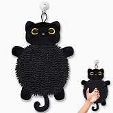 JEROKUMI Cat Hand Towel - Kitchen Towels with Hanging Loops Super Absorbent Chenille Hand Face Bath Towel, Cat Gifts for Women, Funny Towel Kitchen &amp; Bathroom Decor (8x18 Inch)