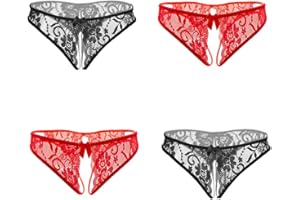 Jelove LINUMIN Women Sexy Panties Floral Lace Briefs Thongs Underwear Pack of 4