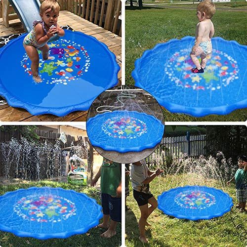 Faburo Splash Pad Sprinkler Play Mat Water Toys, 67" Outdoor Sprinkler Pool Toys with 500pcs Water Balloons for Kids Toddlers Summer Splash Party Fun
