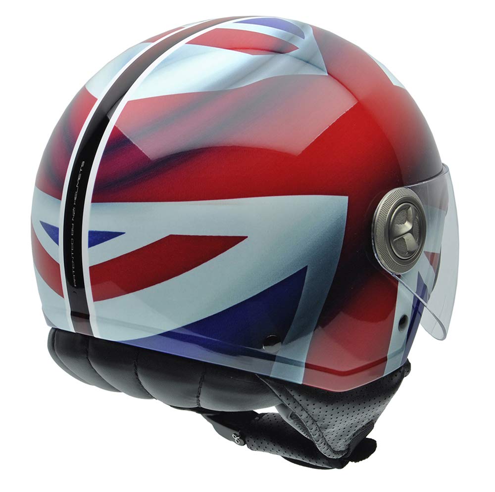 NZI 3D Vintage II Union Jack Casco de Moto Blanco/Azul/Rojo Detalle