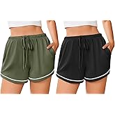 Ekouaer 2 Pack Pajama Shorts for Women 2026 Soft Lounge Casual Shorts Comfy Pj Pants with Pockets