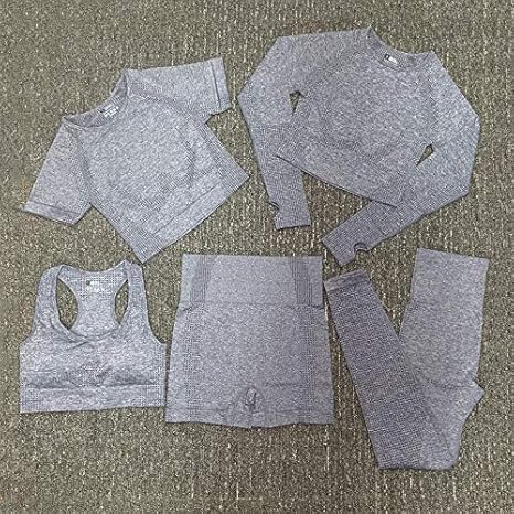 Amazon Co Jp Xuxuwa ヨガセット ヨガフィットネス服女性ジムセットウェアスポーツウェア冬 ランニングトレーニングスポーツスーツジョギングの女性 Color 5 Piece Set 4 Size S ホーム キッチン