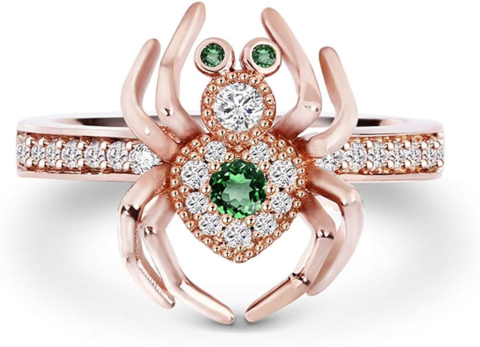 GNOCE Spider Ring Sterling Silver 18k Rose Gold Plated with Cubic Zirconia Personality Rings