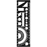 HARFINGTON Multifunctional Geometric Rulers 15cm Metric and SAE Black | Aluminum Straight Edge Protractor Angle Math Measuring Rulers Geometric Drawings Templates for Drawing Drafting