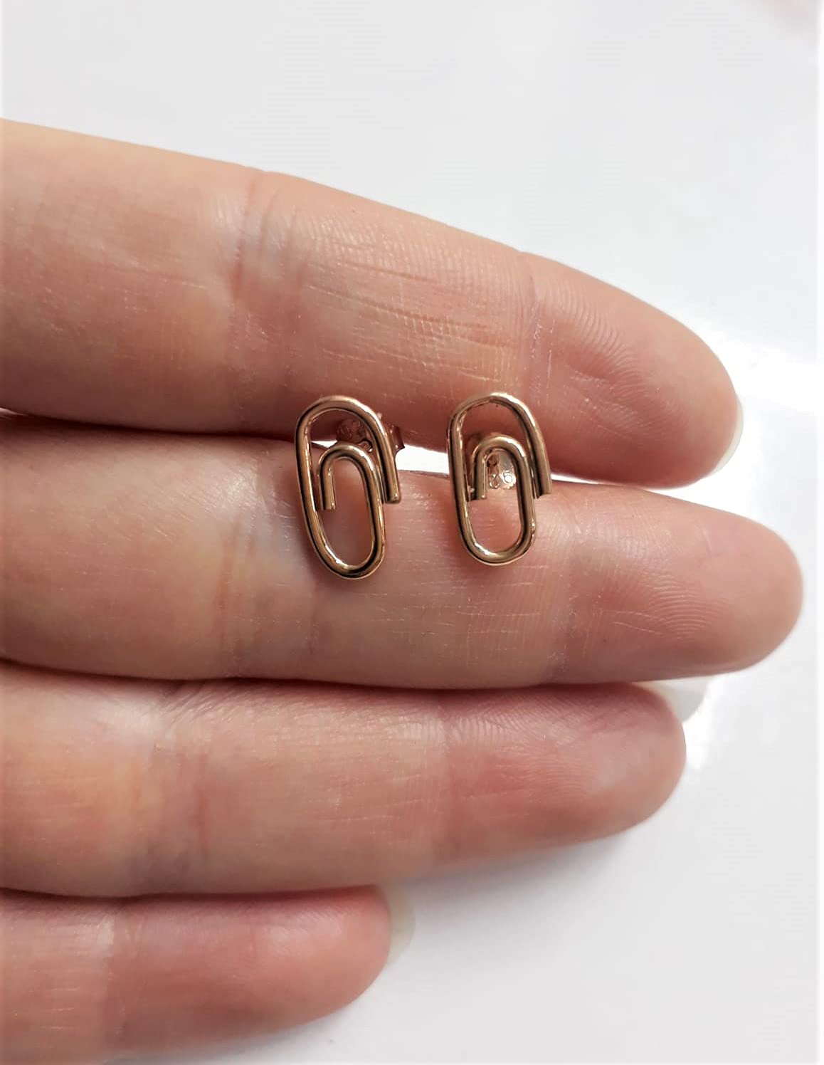 Amazon.com: Tiny Paper Clip Stud Earrings in 925 Sterling Silver - Stud