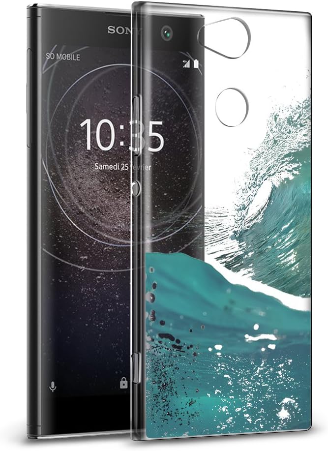 Sony Xperia XA2 Case, Eouine Phone Case Clear with Pattern [Ultra Slim] Shockproof Soft TPU Silicone Gel Cover Bumper Skin for Sony Xperia XA2 5.2" Smartphone (Sea)