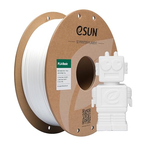 eSUN PLA Filament 1.75mm, PLA Basic 3D Printer Filament Dimensional Accuracy +/- 0.05mm, 1KG Spool (2.2 LBS) Speedy PLA Filament for 3D Printers, White