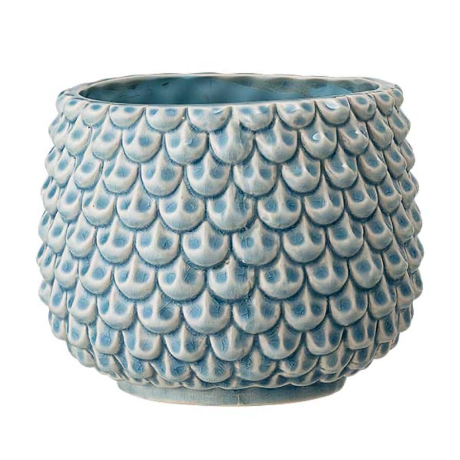 Nordring Ceramic Flower Pot Pino - colorful Planter, Pot for plants, sukkulents Size L (16,5 cm ø) Dia 6,5'' H 5'', Stoneware, sky blue