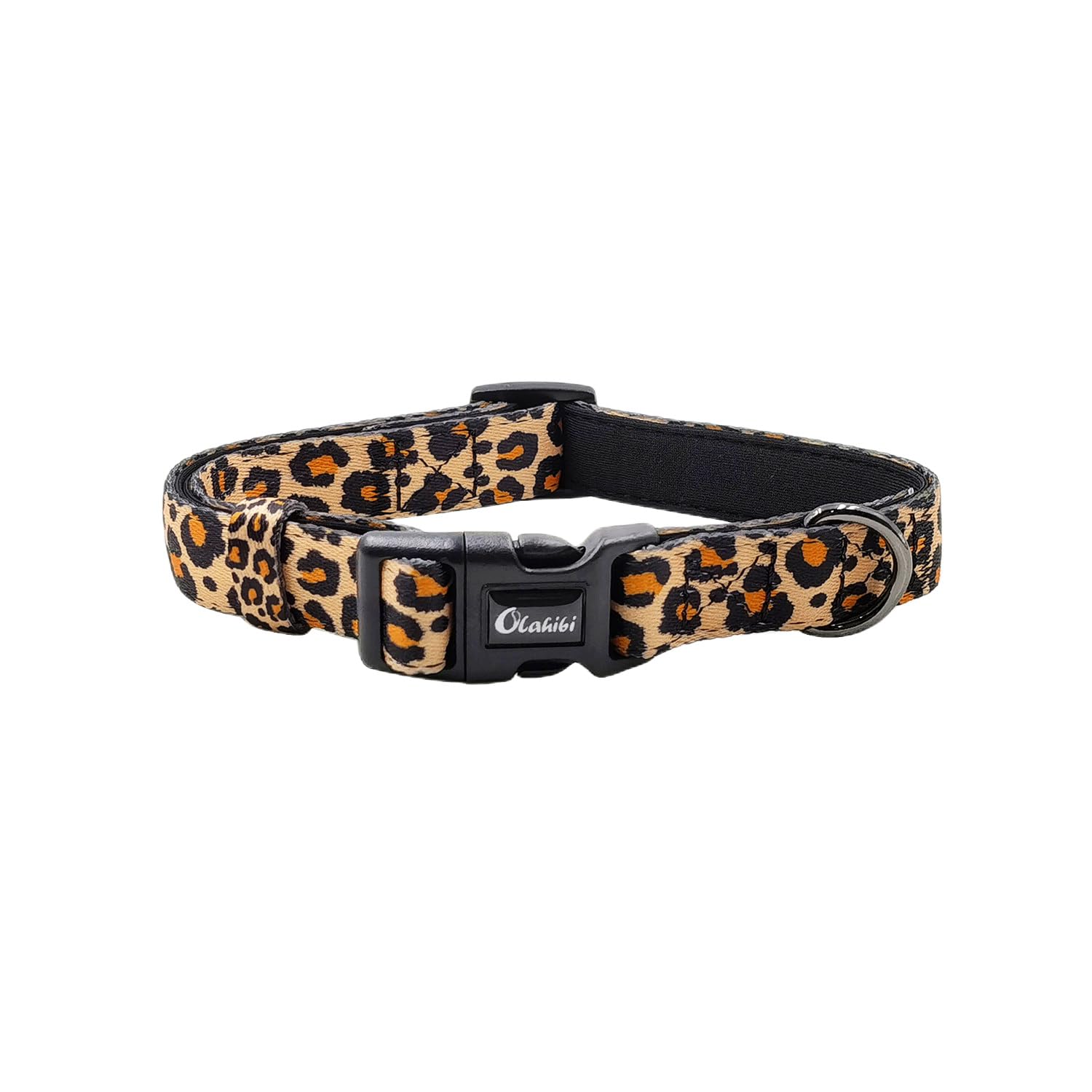 Olahibi Basic Dog Collar, Polyester Webbing Padded with Soft Neoprene, Leopard Pattern, for Large Dogs.(L, Yellow Leopard) — image 1