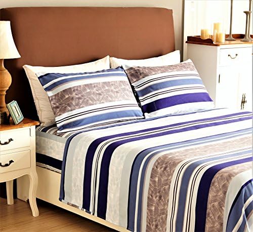 Bed Sheet Set 4-Piece，Brushed Microfiber 1500 Bedding.,Extra Deep Pocket（18In）, Fitted Sheet, Flat Sheet &amp; 2 Pillowcase (Full, Purple/Blue)