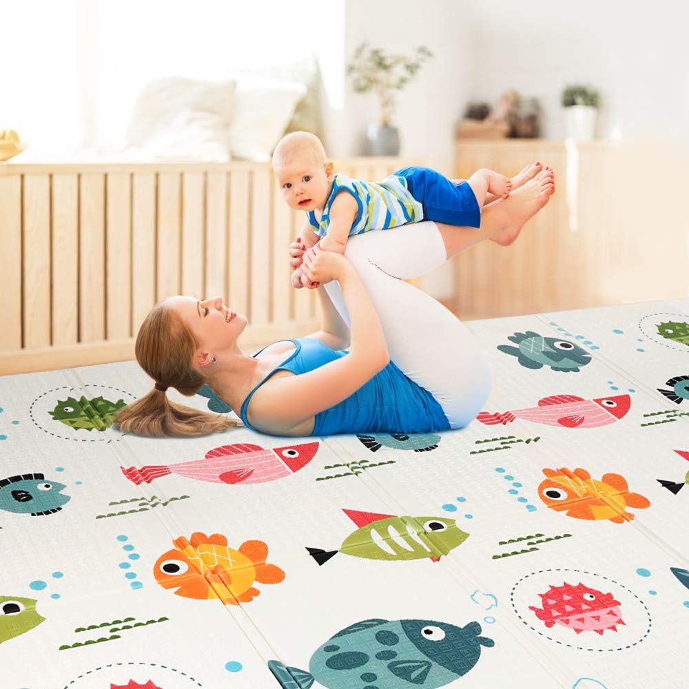 Eveil Et Jouets Ounuo Tapis De Jeu Pour Bebe Enfant Tapis Pliable Deveil Et De Jeux Pour Bebe Tapis Epaissie Pliable En Mousse Antiderapant Impermeable Appliquer A Linterieur Et Lexterieur Non Bebe