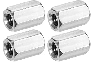 M METERXITY 4-Pack 5/16"-18 UNC Hex Coupling Nuts, 0.79" Length 304 Stainless Steel Fully Threaded Rod Coupling Nut, Studding Connector Fasteners for Industrial/Mechanical[Silver Tone]