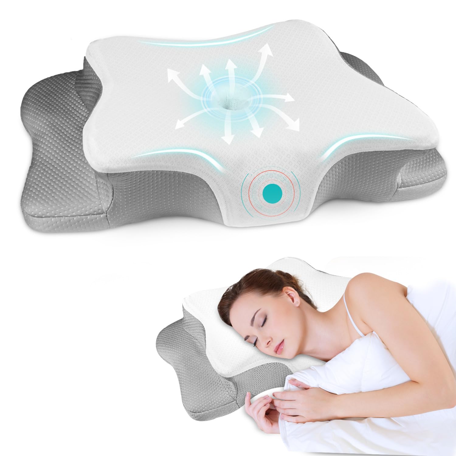 Photo 1 of Pain Relief Cervical Pillow for Neck Support,Adjustable Ergonomic Pillow Cozy Sleeping,Odorless Orthopedic Memory Foam Pillows,Contour Bed Pillow for Side Back Stomach Sleeper