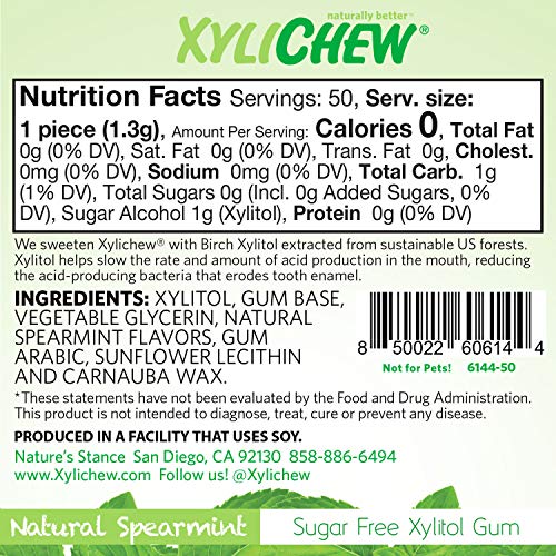 Xylichew 100 Xylitol Chewing Gum Non GMO, Non Aspartame, Gluten Free