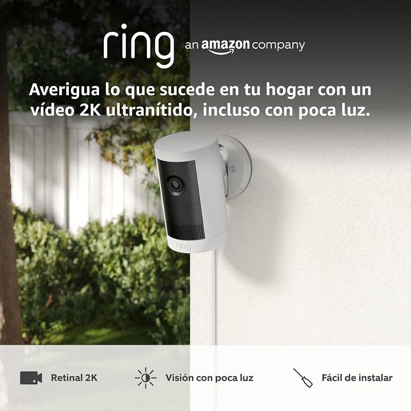 | Câmara Exterior Plus com Ficha (Câmara Exterior Plus de última geração) | Vídeo 2K em grande angular | Câmara Sem Fios Exterior | Teste gratuito de 30 dias do plano de subscrição Ring
