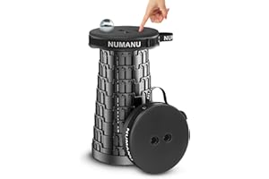 NUMANU 2025 Upgraded Collapsible Stool, 2.5"-18" Height Adjustable, Max 620lb Portable Folding Stool for Adults, Retractable Foldable Telescopic Seat Camping Chair or Footrest (1Pack Padded Seat)