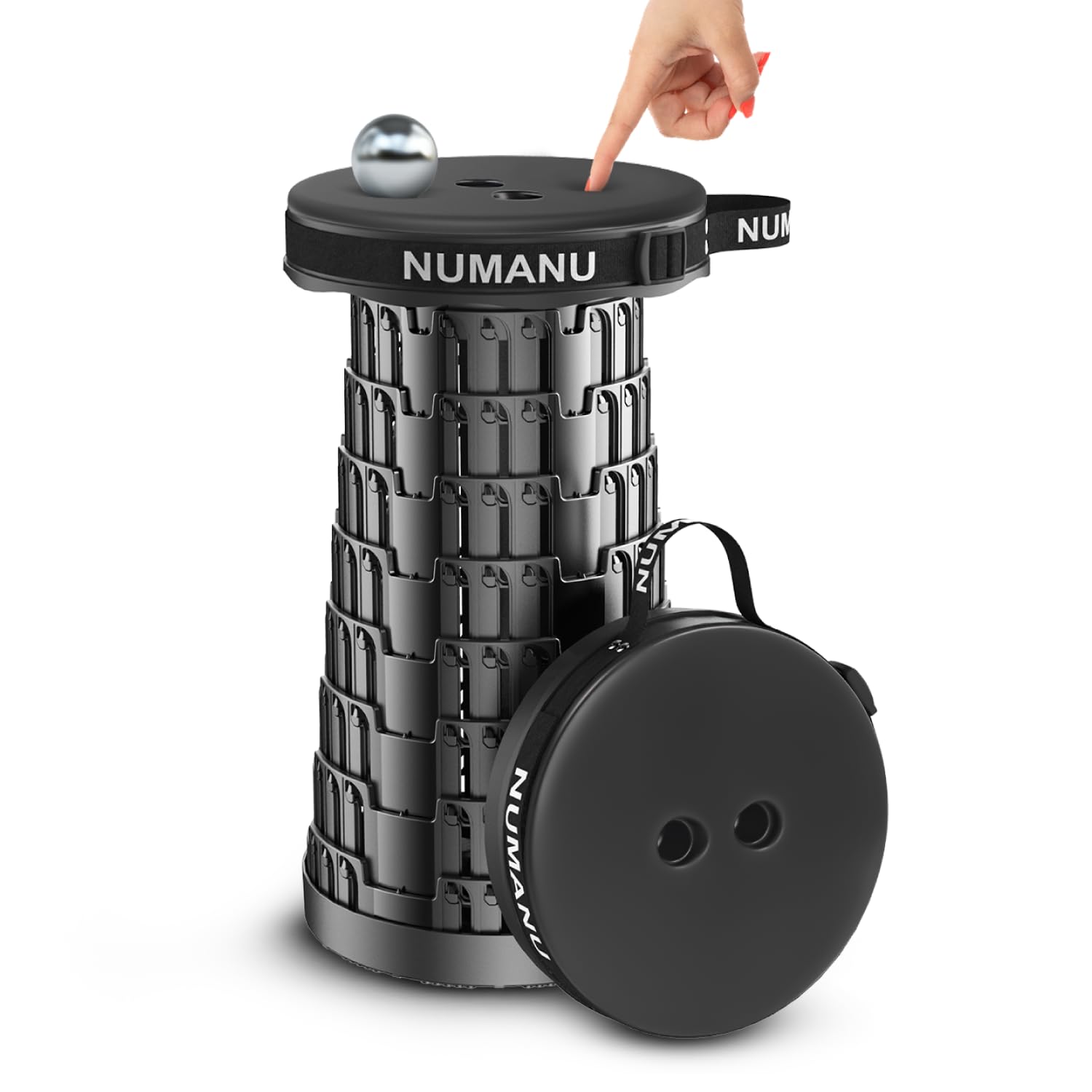 NUMANU 2025 Upgraded Collapsible Stool with Padded Seat Built-in, 2.5" to 18" Height Adjustable Retractable Telescopic Seat, Max 620lb Portable Folding Stool, Foldable Camping Chair or Travel Footrest Image NUMANU 2025 Upgraded Collapsible Stool with Padded Seat Built-in, 2.5" to 18" Height Adjustable Retractable Telescopic Seat, Max 620lb Portable Folding Stool, Foldable Camping Chair or Travel Footrest Image