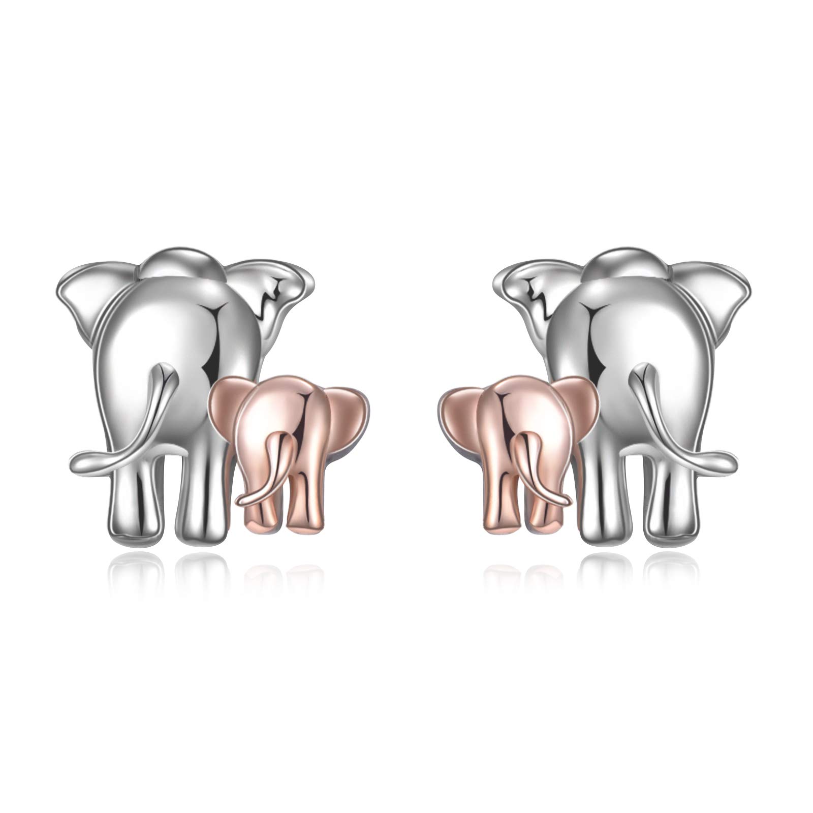 YFN Elephant Stud Earrings 925 Sterling Silver Mother Daughter Earrings Fashion Jewellery Gifts for Mum Women Girls โ image 1