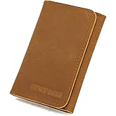 KALY LOR Men's Leather Wallet, RFID Protection, Slim Front Pocket Design, Double-Fold with ID Window (Brown)