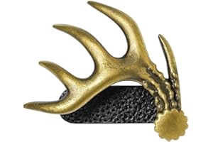 Fisken Hat Clip for Hunters - Brass Brim Clip, 10-Point Buck Antler Design - Squeeze On Any Hat - Durable & Stylish - Perfect Hunting Gift for Men & Women - USA Designed by Bow Hunter