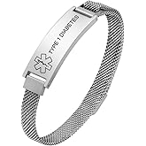 VNOX Medical Alert Id Bracelet for Men Women-Custom Engraving Medical Alert Bracelets for Women Men Dementia Stainless Steel Emergency Bracelets Wristband,Personalized Mens Life Alert Bracelet