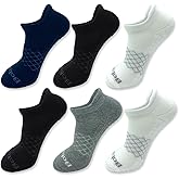 bataidis Athletic Running Ankle Socks, Low Cut Cushioned Anti-Blister Tab Sports Socks Men Women 6Pairs