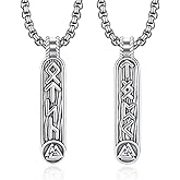 Hantuorui Viking Necklace for Men 925 Sterling Silver Norse Runes Formula Amulet Protection Necklace Viking Jewelry for Women