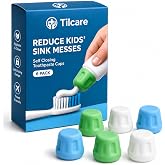 Self Closing Toothpaste Caps 6-Pack by Tilcare - No Waste Cap Dispensers for Adult and Kids Bathroom - Mess-Free Toothpaste L