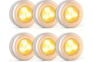 UMECORE Tap Light Push Lights, 6 Pack Cordless Puck Lights Battery Powered LED Touch Light Bright Stick On Lights Under Cabinet Lighting for Closet, Cabinet, Kitchen, Bedroom, RV, Outdoor