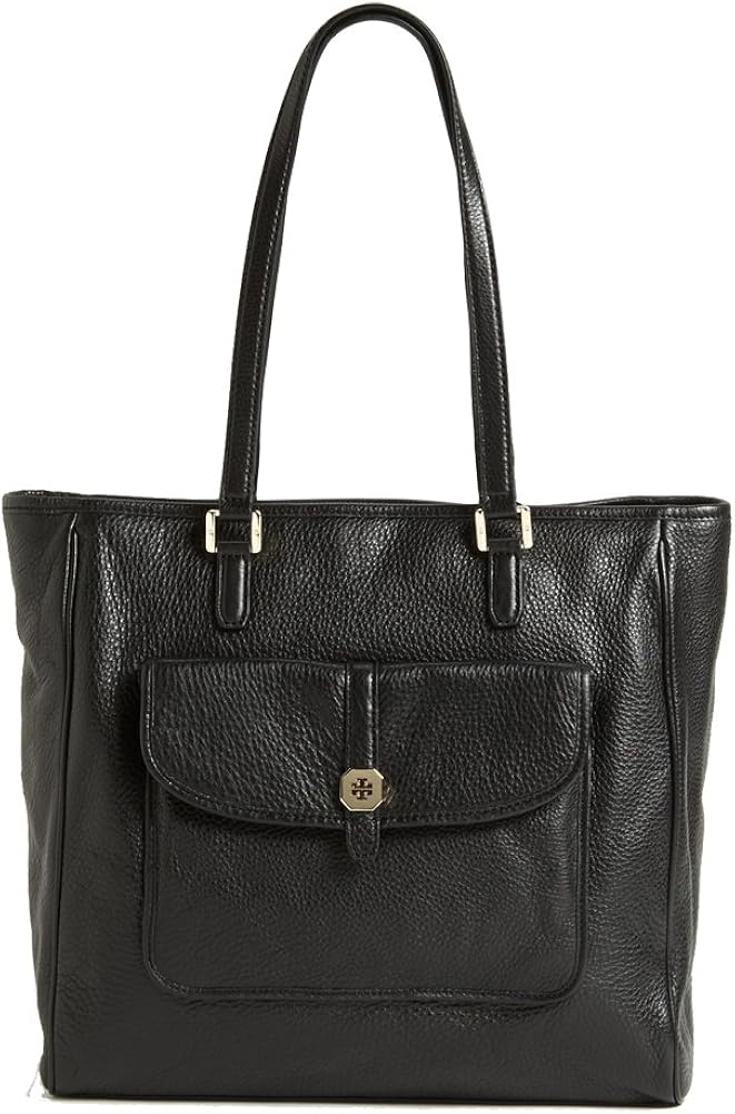black leather shopper