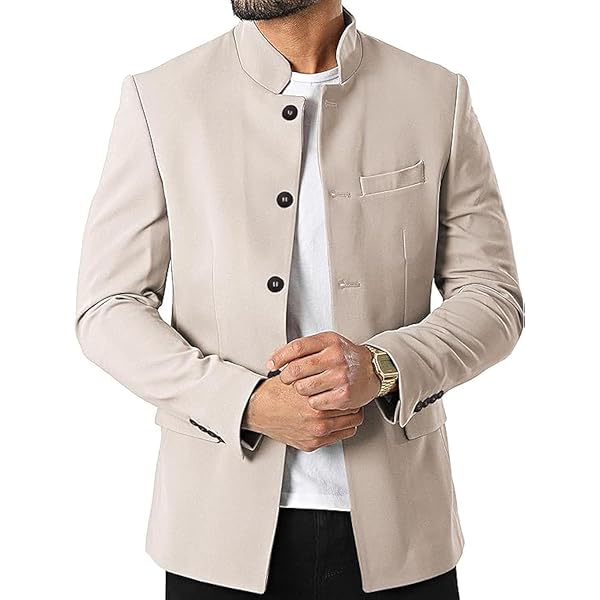 Amazon.com: Men's Suit British Gentleman Stand Collar Jacket