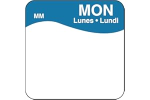 DayMark Safety Systems MoveMark IT110034 Day of The Week Trilingual Removable Label, Monday, 1" x 1", Blue (Roll of 1000)