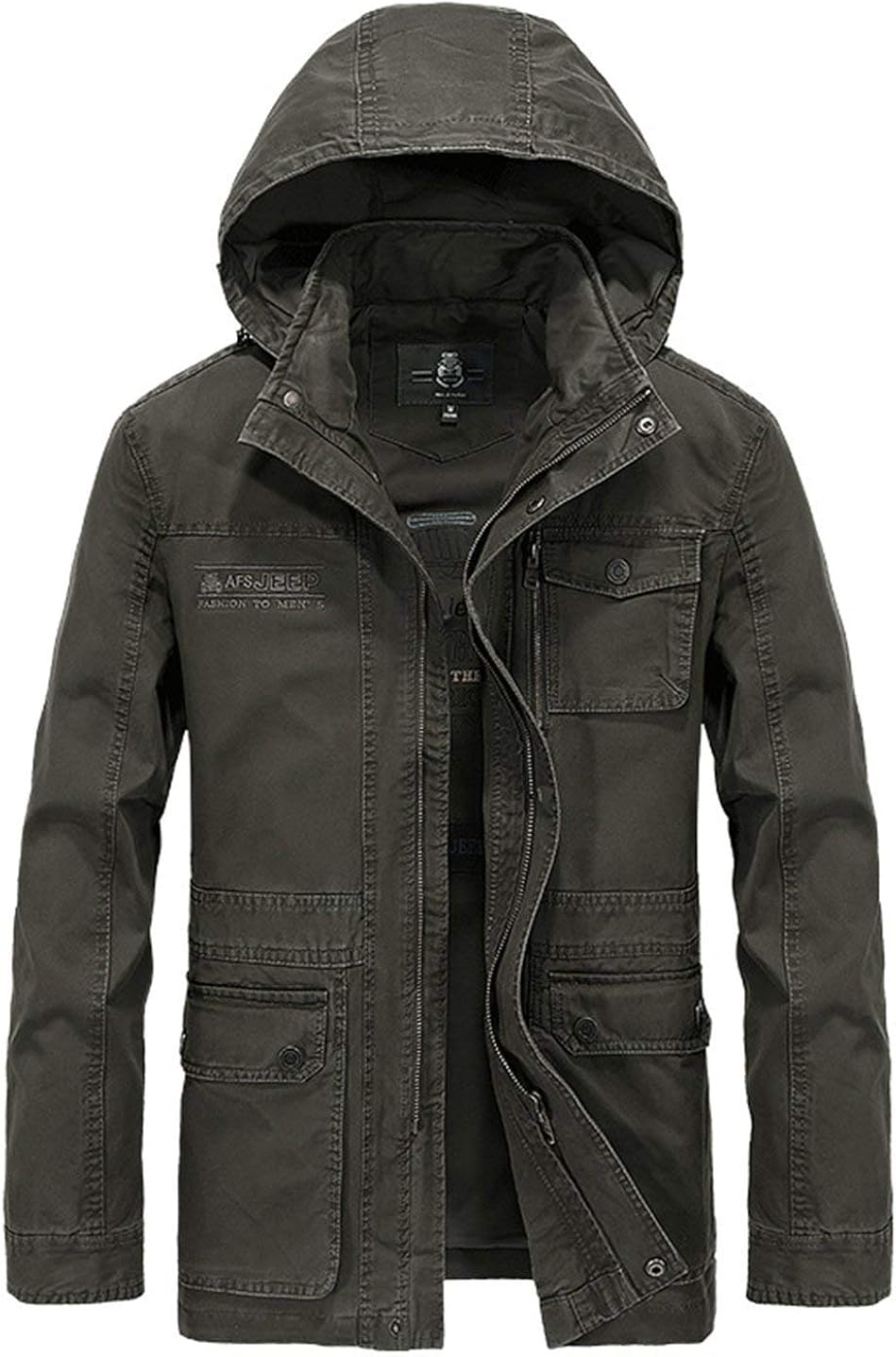 Klassisch Herren Herbst Winter Baumwolle Mit Jacke Kapuze Coat Freizeit