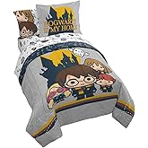 Harry Potter Charms 5 Piece Twin Bed Set - Bedding Features Harry, Ron, Hermoine, & Luna - (Official Harry Potter Product)