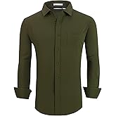 Alex Vando Mens Dress Shirt Wrinkle Free Regular Fit 4-Way Stretch Button Down Shirts