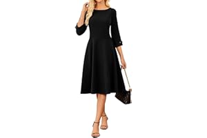 GRACE KARIN Work Dresses for Women 2025 3/4 Sleeve Fit and Flare Business Midi Dress Classy Office Dresses with Pockets