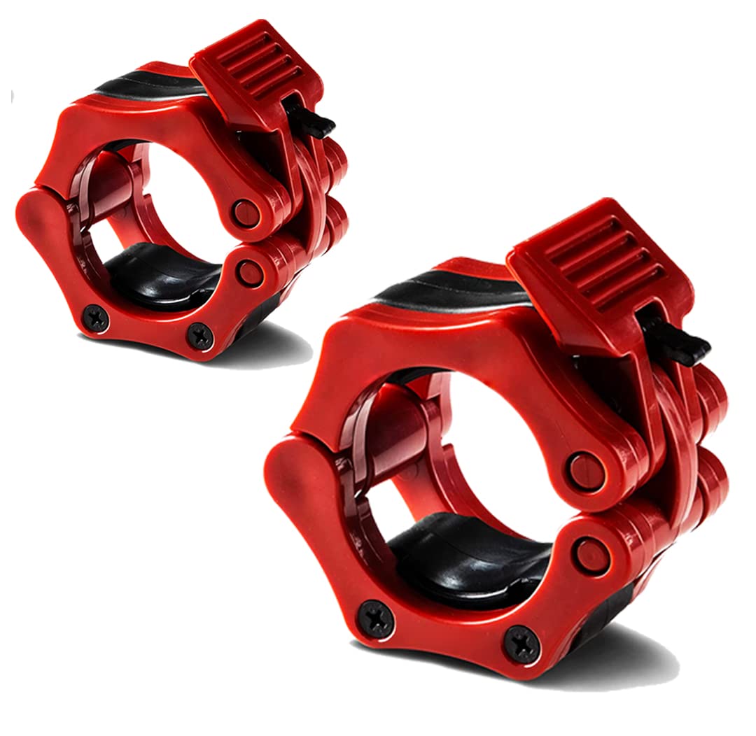 G5 HT SPORT Pair of Olympic Barbell Stoppers 30mm and 50MM Disc Locks, Collar Clips, Barbell Closure, Body Pump Accessories, Olympic Bar Clamps, Fitness, Weightlifting (50mm Red)
